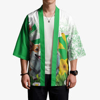 Wales Corgi Daffodil Kimono Playful Welsh Dog - Wonder Print Shop