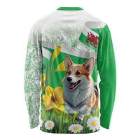 Wales Corgi Daffodil Long Sleeve Shirt Playful Welsh Dog - Wonder Print Shop