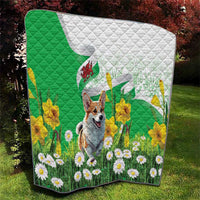Wales Corgi Daffodil Quilt Playful Welsh Dog - Wonder Print Shop