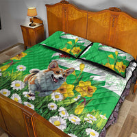 Wales Corgi Daffodil Quilt Bed Set Playful Welsh Dog - Wonder Print Shop
