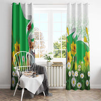 Wales Corgi Daffodil Window Curtain Playful Welsh Dog - Wonder Print Shop