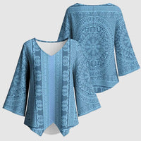 Greek Key Pattern Kimono Sleeve Blouse Ancient Meander Geometric Art