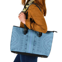 Greek Key Pattern Leather Tote Bag Ancient Meander Geometric Art
