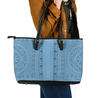 Greek Key Pattern Leather Tote Bag Ancient Meander Geometric Art