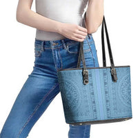 Greek Key Pattern Leather Tote Bag Ancient Meander Geometric Art