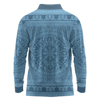 Greek Key Pattern Long Sleeve Polo Shirt Ancient Meander Geometric Art