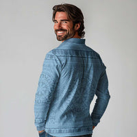 Greek Key Pattern Long Sleeve Polo Shirt Ancient Meander Geometric Art