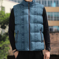 Greek Key Pattern Sleeveless Puffer Jacket Ancient Meander Geometric Art