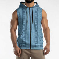 Greek Key Pattern Sleeveless Zip Hoodie Ancient Meander Geometric Art