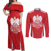 Custom Poland Volleyball Couples Matching Off Shoulder Maxi Dress and Long Sleeve Button Shirt Bialo–Czerwoni Go Champions