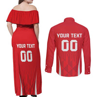 Custom Poland Volleyball Couples Matching Off Shoulder Maxi Dress and Long Sleeve Button Shirt Bialo–Czerwoni Go Champions