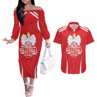 Custom Poland Volleyball Couples Matching Off The Shoulder Long Sleeve Dress and Hawaiian Shirt Bialo–Czerwoni Go Champions