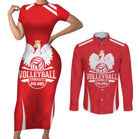 Custom Poland Volleyball Couples Matching Short Sleeve Bodycon Dress and Long Sleeve Button Shirt Bialo–Czerwoni Go Champions