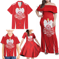 Custom Poland Volleyball Family Matching Off Shoulder Maxi Dress and Hawaiian Shirt Bialo–Czerwoni Go Champions