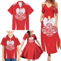 Custom Poland Volleyball Family Matching Summer Maxi Dress and Hawaiian Shirt Bialo–Czerwoni Go Champions