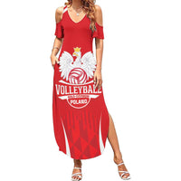 Custom Poland Volleyball Family Matching Summer Maxi Dress and Hawaiian Shirt Bialo–Czerwoni Go Champions