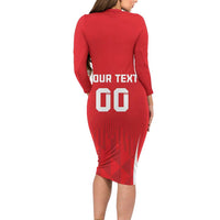 Custom Poland Volleyball Long Sleeve Bodycon Dress Bialo–Czerwoni Go Champions