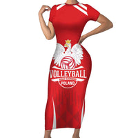 Custom Poland Volleyball Short Sleeve Bodycon Dress Bialo–Czerwoni Go Champions