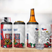 Personalized Czech Republic 4 in 1 Can Cooler Tumbler Pravda Vitezi With Rose