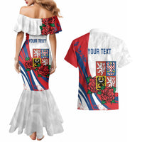 Personalized Czech Republic Couples Matching Mermaid Dress and Hawaiian Shirt Pravda Vitezi With Rose