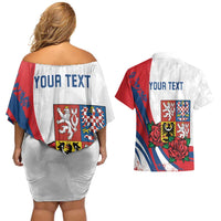 Personalized Czech Republic Couples Matching Off Shoulder Short Dress and Hawaiian Shirt Pravda Vitezi With Rose