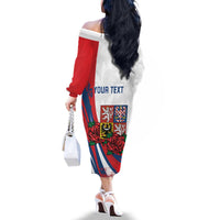 Personalized Czech Republic Family Matching Off The Shoulder Long Sleeve Dress and Hawaiian Shirt Pravda Vitezi With Rose