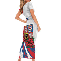 Personalized Czech Republic Family Matching Short Sleeve Bodycon Dress and Hawaiian Shirt Pravda Vitezi With Rose