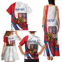 Personalized Czech Republic Family Matching Tank Maxi Dress and Hawaiian Shirt Pravda Vitezi With Rose