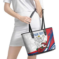 Personalized Czech Republic Leather Tote Bag Pravda Vitezi With Rose