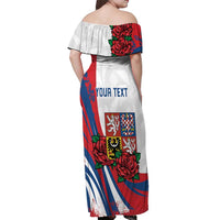 Personalized Czech Republic Off Shoulder Maxi Dress Pravda Vitezi With Rose