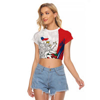Personalized Czech Republic Raglan Cropped T Shirt Pravda Vitezi With Rose
