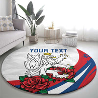 Personalized Czech Republic Round Carpet Pravda Vitezi With Rose