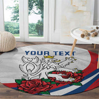 Personalized Czech Republic Round Carpet Pravda Vitezi With Rose