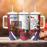 Personalized Czech Republic Tumbler With Handle Pravda Vitezi With Rose
