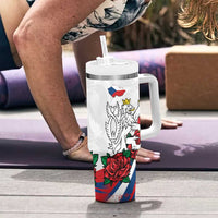 Personalized Czech Republic Tumbler With Handle Pravda Vitezi With Rose
