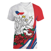 Personalized Czech Republic Women V-Neck T-Shirt Pravda Vitezi With Rose