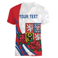 Personalized Czech Republic Women V-Neck T-Shirt Pravda Vitezi With Rose