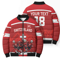 Custom Switzerland Ice Hockey Bomber Puffer Jacket La Nati World Glory