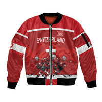 Custom Switzerland Ice Hockey Sleeve Zip Bomber Jacket La Nati World Glory