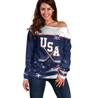 Custom USA Ice Hockey Off Shoulder Sweater American Power 2026 Edition