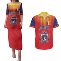 Custom Romania Volleyball Couples Matching Puletasi and Hawaiian Shirt Sporty Style