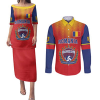 Custom Romania Volleyball Couples Matching Puletasi and Long Sleeve Button Shirt Sporty Style