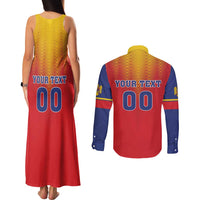 Custom Romania Volleyball Couples Matching Tank Maxi Dress and Long Sleeve Button Shirt Sporty Style