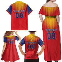 Custom Romania Volleyball Family Matching Off Shoulder Maxi Dress and Hawaiian Shirt Sporty Style