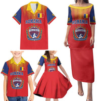 Custom Romania Volleyball Family Matching Puletasi and Hawaiian Shirt Sporty Style