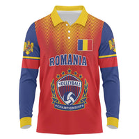 Custom Romania Volleyball Long Sleeve Polo Shirt Sporty Style