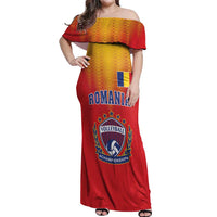 Custom Romania Volleyball Off Shoulder Maxi Dress Sporty Style