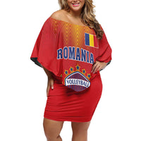 Custom Romania Volleyball Off Shoulder Short Dress Sporty Style
