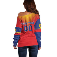 Custom Romania Volleyball Off Shoulder Sweater Sporty Style