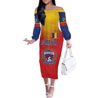 Custom Romania Volleyball Off The Shoulder Long Sleeve Dress Sporty Style